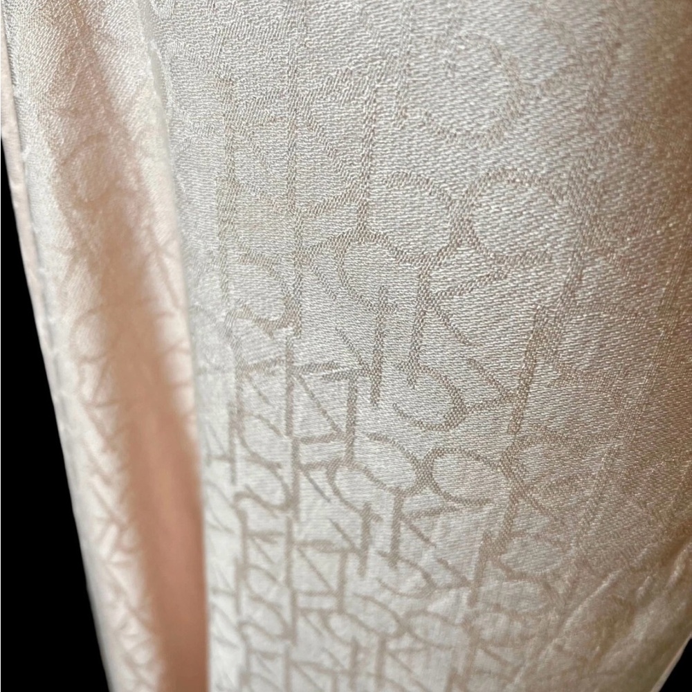 Light powder pink Calvin Klein Cream Monogram Scarf - Picture 4 of 9